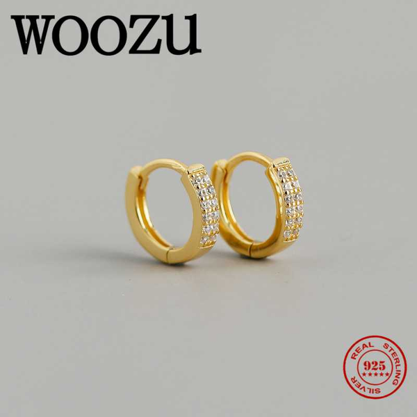 hoop & huggie woozu genuine 925 sterling silver minimalist double zircon punk earrings for fashion women korean party jewelry gift, Golden;silver
hoop & huggie woozu genuine 925 sterling silver minimalist double zircon punk earrings for fashion women korean party jewelry gift, Golden;silver