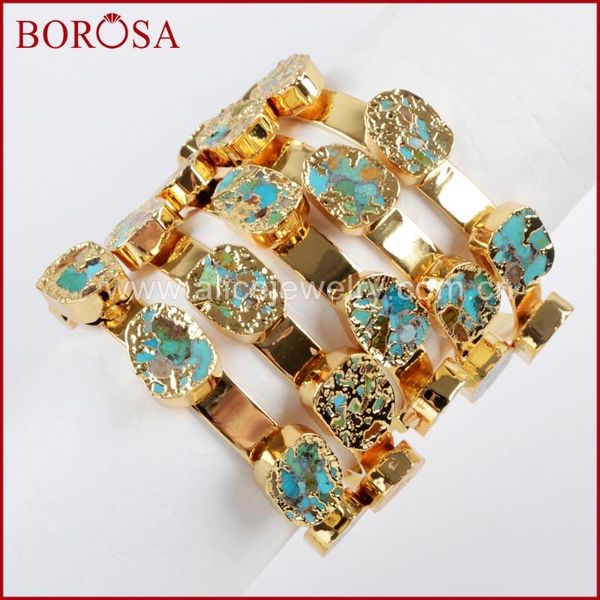 borosa 3/5pcs new gold color copper turquoises five-stone bangle natural blue stone with copper bracelet for women jewelry g1512, Black
borosa 3/5pcs new gold color copper turquoises five-stone bangle natural blue stone with copper bracelet for women jewelry g1512, Black