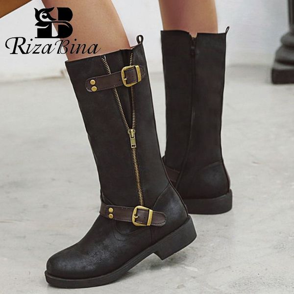 rizabina pu leather ladies motorcycle boots zipper flats retro classics work boots knee high shoes woman footwear size 34-43, Black
rizabina pu leather ladies motorcycle boots zipper flats retro classics work boots knee high shoes woman footwear size 34-43, Black