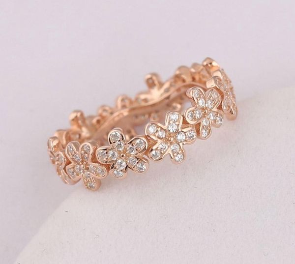 wedding engagement ring woman rose gold colour dazzling daisy clear cz silver ring for woman birthday66