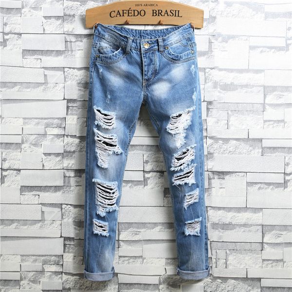 hip hop design brand jeans for men's straight fashion hole ripped distressed moto bike vintage jean plus size kg-305, Blue
hip hop design brand jeans for men's straight fashion hole ripped distressed moto bike vintage jean plus size kg-305, Blue