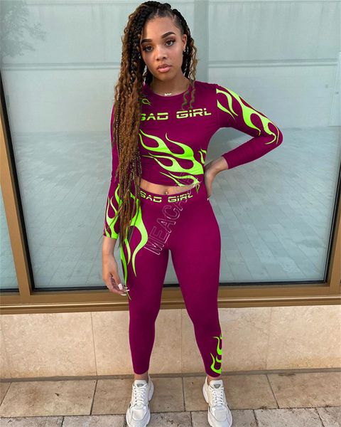 designers women bad girls letters tracksuits long sleeve outfits flame print crop t-shirt + pants legging sportswear 2pcs/set d91604, White
designers women bad girls letters tracksuits long sleeve outfits flame print crop t-shirt + pants legging sportswear 2pcs/set d91604, White