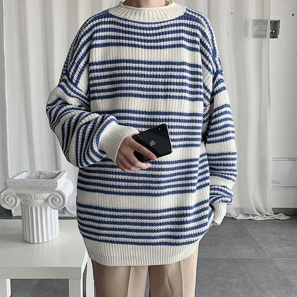 men's sweaters harajuku sweater men hip hop blue striped hand korean version pullover 2021 solid color clothing, White;black
men's sweaters harajuku sweater men hip hop blue striped hand korean version pullover 2021 solid color clothing, White;black