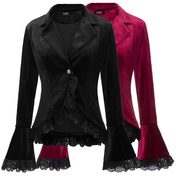 vintage coat women's gothic victorian long sleeve lapel collar lace trim velvet coat punk evening party retro elegant slim, Black;brown
vintage coat women's gothic victorian long sleeve lapel collar lace trim velvet coat punk evening party retro elegant slim, Black;brown