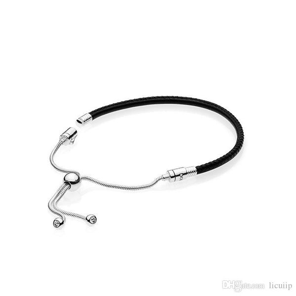 new fashion women sliding black leather bracelet original box for pandora 925 sterling silver adjustable size bracelets, Golden;silver
new fashion women sliding black leather bracelet original box for pandora 925 sterling silver adjustable size bracelets, Golden;silver