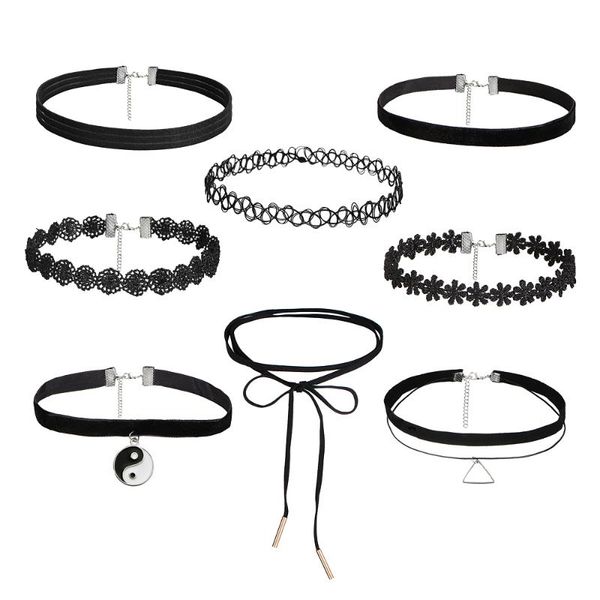 2020 if you fashion 8 pcs/set lace long chain tattoo choker necklace collier boheme women leather necklaces bijouterie jewelry, Silver
2020 if you fashion 8 pcs/set lace long chain tattoo choker necklace collier boheme women leather necklaces bijouterie jewelry, Silver