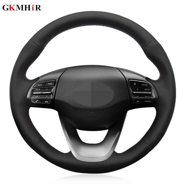 diy hand-stitched black genuine leather car steering wheel cover for kona 2020 2020 accessories
diy hand-stitched black genuine leather car steering wheel cover for kona 2020 2020 accessories