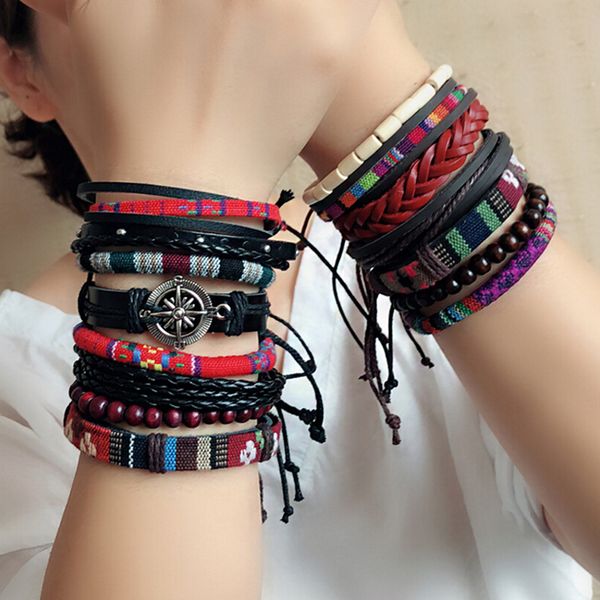 link, chain rope woman braided woven punk leather fashion bracelet ethnic beads multilayer wrap cuff jewelry bangle wristband trendy, Black
link, chain rope woman braided woven punk leather fashion bracelet ethnic beads multilayer wrap cuff jewelry bangle wristband trendy, Black