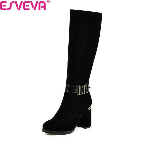 boots esveva 2021 round toe scrub zipper winter knee high fashion metal decoration buckle square heel women shoes size34-43, Black
boots esveva 2021 round toe scrub zipper winter knee high fashion metal decoration buckle square heel women shoes size34-43, Black