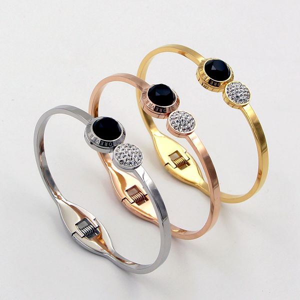 fashion stainless steel forever better letter double crystal round spring bangle bracelet rose gold color woman party gift, Black
fashion stainless steel forever better letter double crystal round spring bangle bracelet rose gold color woman party gift, Black
