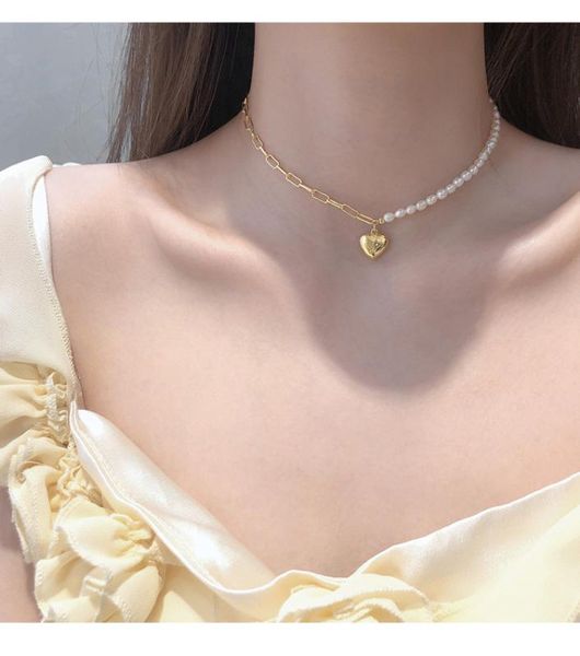 punk imitation pearl love heart pendant necklace for women fashion gold metal chain choker necklace wedding jewelry, Golden;silver
punk imitation pearl love heart pendant necklace for women fashion gold metal chain choker necklace wedding jewelry, Golden;silver