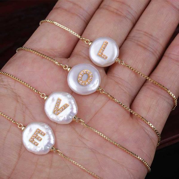 gold fashion charm 26 alphabet natural pearl bracelet micro pave zircon initial letter bracelet couple name women gift, Black
gold fashion charm 26 alphabet natural pearl bracelet micro pave zircon initial letter bracelet couple name women gift, Black