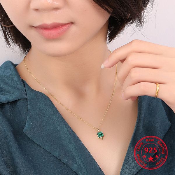 chains 2021 arrival pure 925 silver gold plated necklace chic simple malachite pendant beads chain jewelry for women gift
chains 2021 arrival pure 925 silver gold plated necklace chic simple malachite pendant beads chain jewelry for women gift