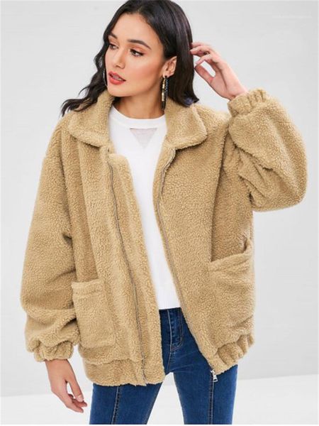 zipper stand collar jacket womens casual long sleeves pockets outerwear designer womens solid color coat fashion, Black;brown
zipper stand collar jacket womens casual long sleeves pockets outerwear designer womens solid color coat fashion, Black;brown
