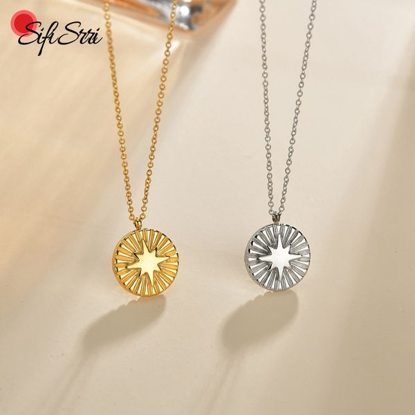 sifisrri vintage stainless steel compass pendant necklace gold chain necklaces choker for women men party jewelry gift wholesale, Silver
sifisrri vintage stainless steel compass pendant necklace gold chain necklaces choker for women men party jewelry gift wholesale, Silver