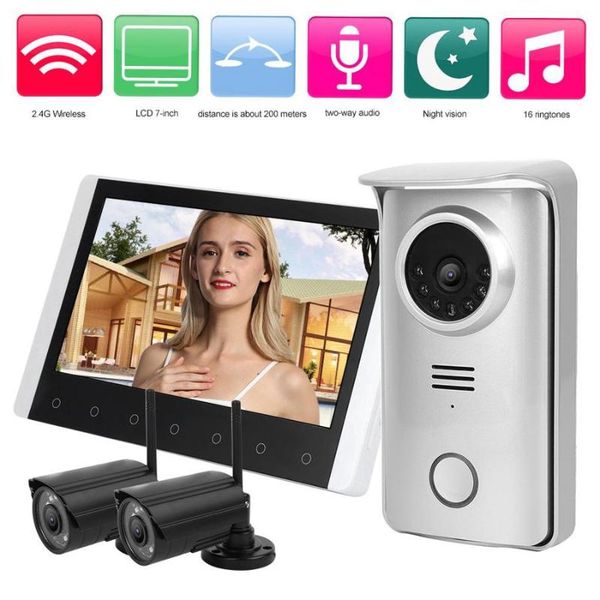 doorbells door bell camera 100-240v 7in tft lcd 2.4g wireless visual doorbell night vision intercom security video phone with 2 cam
doorbells door bell camera 100-240v 7in tft lcd 2.4g wireless visual doorbell night vision intercom security video phone with 2 cam