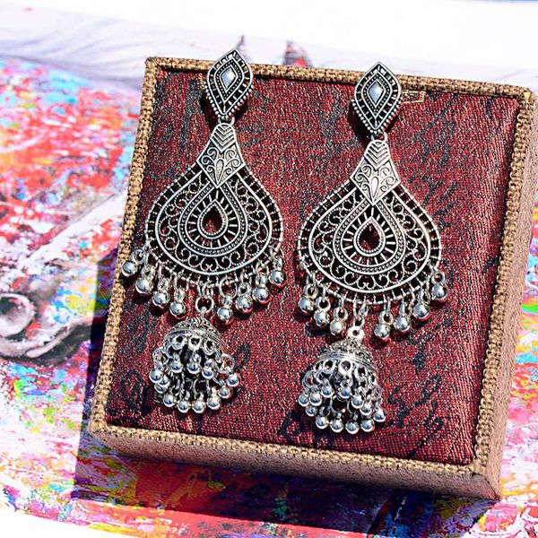 ethnic women jhumka earrings vintage water drop dangle earrings classic hollow lantern tassel orecchini donna, Silver
ethnic women jhumka earrings vintage water drop dangle earrings classic hollow lantern tassel orecchini donna, Silver