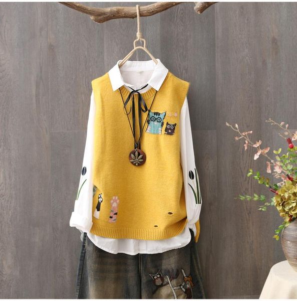 women's vests 2021 cute women sweater vest sleeveless o neck soft cotton spring autumn winter casual, Black;white
women's vests 2021 cute women sweater vest sleeveless o neck soft cotton spring autumn winter casual, Black;white