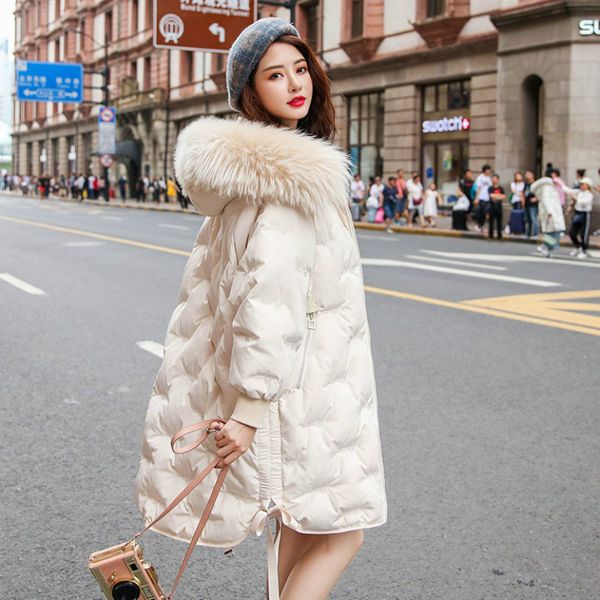 women's down & parkas winter jacket hooded coat female korean woman raccoon dog fur collar 2021 mujeres abrigos pph1319, Black
women's down & parkas winter jacket hooded coat female korean woman raccoon dog fur collar 2021 mujeres abrigos pph1319, Black