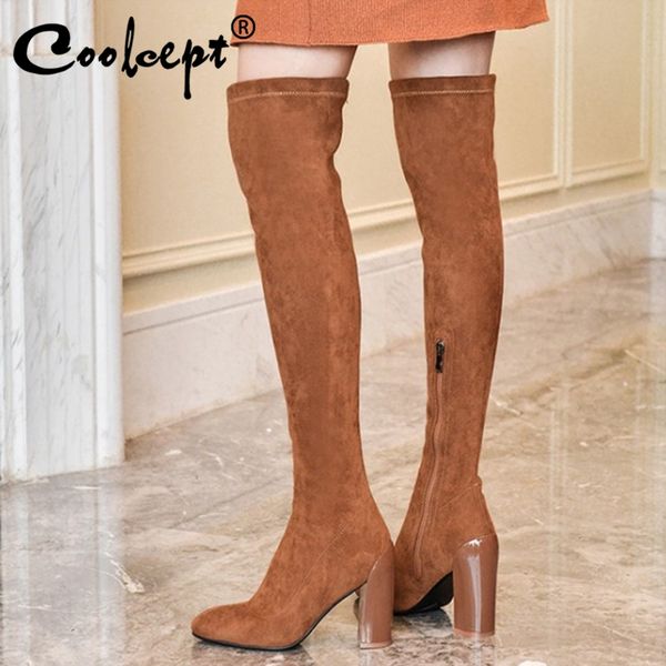 coolcept size 35-43 woman high heel boots real leather thick heel over knee boot woman fashion party winter shoes footwear, Black
coolcept size 35-43 woman high heel boots real leather thick heel over knee boot woman fashion party winter shoes footwear, Black