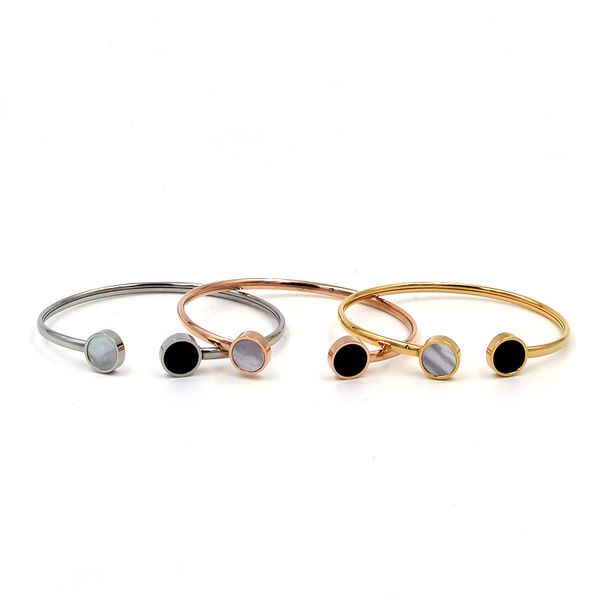 316l stainless steel balck and white shell fashion design jewelry for women punk steel bangle & bracelet for women, Black
316l stainless steel balck and white shell fashion design jewelry for women punk steel bangle & bracelet for women, Black