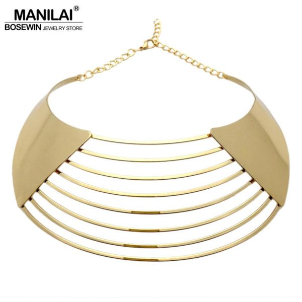 manilai punk big metal torques choker necklaces for women fashion jewelry layered hollow bib collar statement necklace, Golden;silver
manilai punk big metal torques choker necklaces for women fashion jewelry layered hollow bib collar statement necklace, Golden;silver