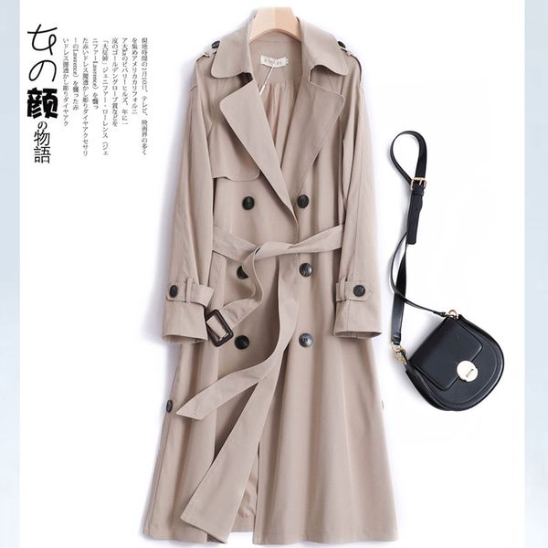 classic women long trench coat fashion double breasted belt casual trench 2020 spring coat new lady casual business outerwear, Tan;black
classic women long trench coat fashion double breasted belt casual trench 2020 spring coat new lady casual business outerwear, Tan;black