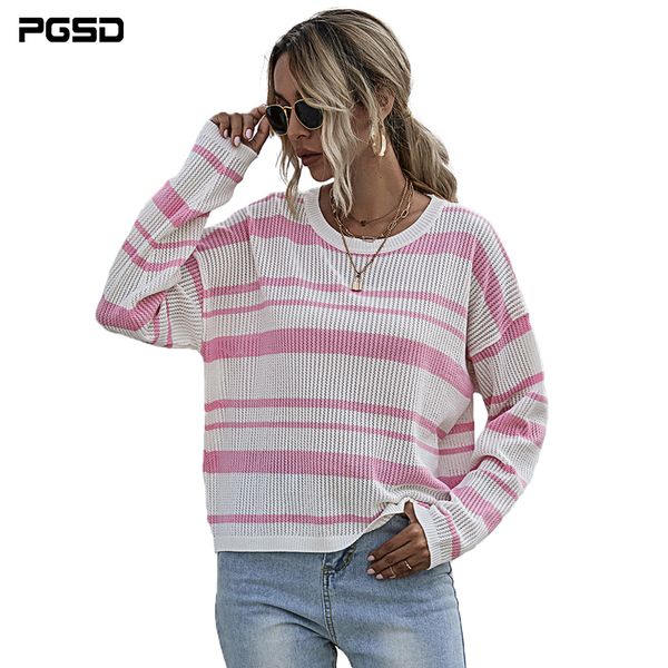 pgsd new autumn winter women clothes fashion simple o-neck long sleeve pink striped knitted sweater casual loose pullover, White;black
pgsd new autumn winter women clothes fashion simple o-neck long sleeve pink striped knitted sweater casual loose pullover, White;black
