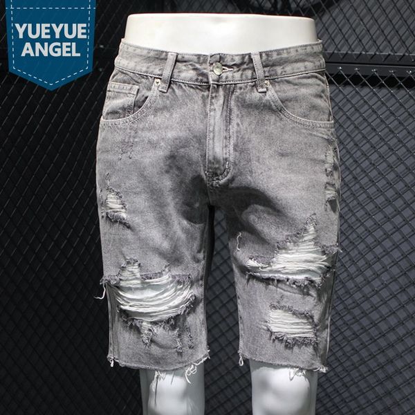 men's jeans summer gray distressed knee length trousers mens hole ripped fashion street casual loose fit straight denim shorts male, Blue
men's jeans summer gray distressed knee length trousers mens hole ripped fashion street casual loose fit straight denim shorts male, Blue