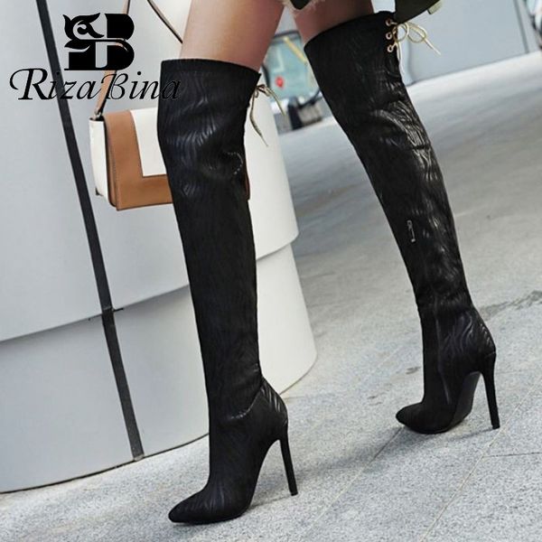 boots rizabina thin high heels shoes women over the knee print pointed toe long footwear plus size 33-43, Black
boots rizabina thin high heels shoes women over the knee print pointed toe long footwear plus size 33-43, Black