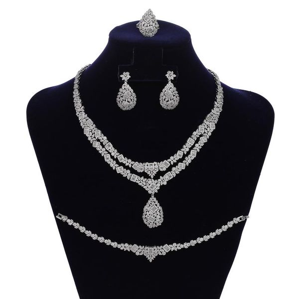 jewelry sets hadiyana bridal dubai necklace earrings ring and bracelet set for women wedding party cn1788 conjunto de joyas, Silver
jewelry sets hadiyana bridal dubai necklace earrings ring and bracelet set for women wedding party cn1788 conjunto de joyas, Silver