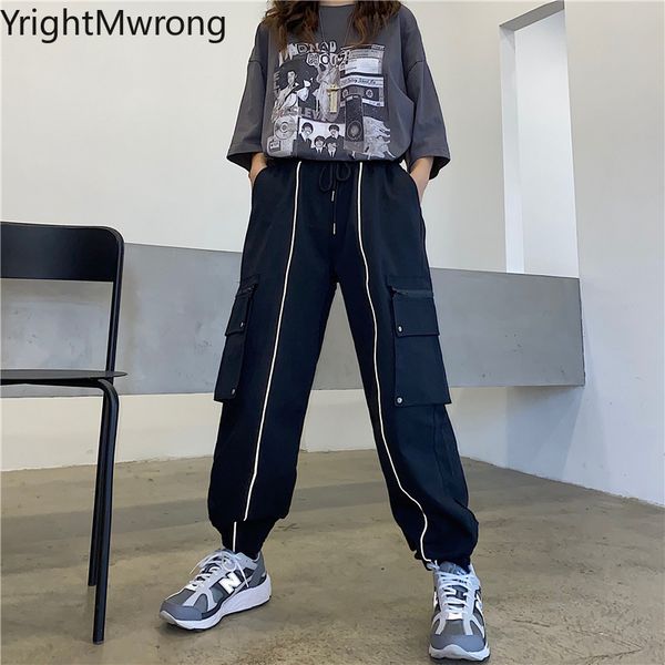 side zipper pocket cargo jogger pant reflective stripe dark black streetwear punk korean plus size harajuku loose track harem, Black;white
side zipper pocket cargo jogger pant reflective stripe dark black streetwear punk korean plus size harajuku loose track harem, Black;white