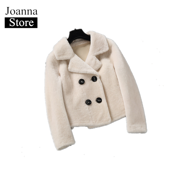 new winter plus size lapel korean double-breasted faux fur coat women's short white coat slim coats fake fur short women jackets, Black
new winter plus size lapel korean double-breasted faux fur coat women's short white coat slim coats fake fur short women jackets, Black