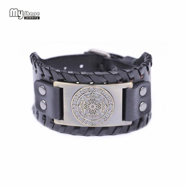 my shape vintage genuine leather calf strap metal buckle bracelet men thor hammer wide bracelets nordic runes bangle, Black
my shape vintage genuine leather calf strap metal buckle bracelet men thor hammer wide bracelets nordic runes bangle, Black