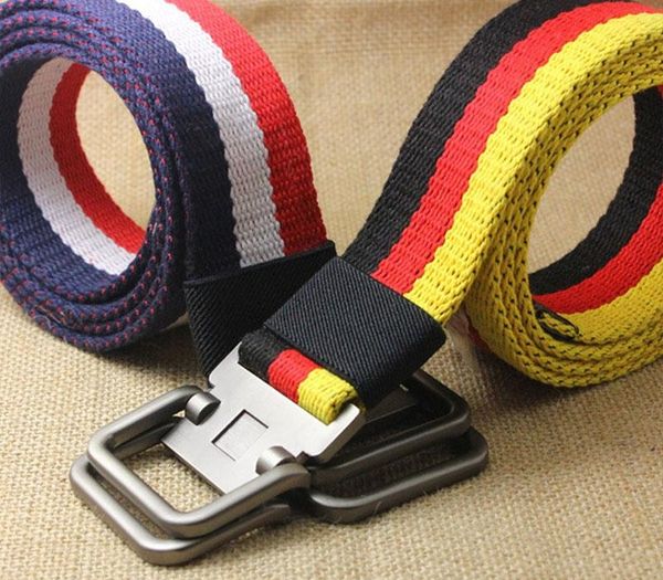double-loop colorful striped cloth belt leisure outdoor woven canvas belt lengthened young students men and women, Black;brown
double-loop colorful striped cloth belt leisure outdoor woven canvas belt lengthened young students men and women, Black;brown