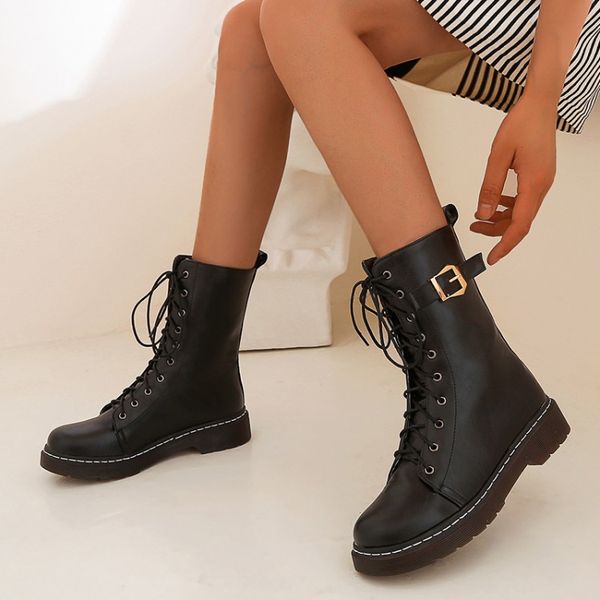 2020 autumn new boots women's lace-up women's boots british style motorcycle casual thick sole buckle short, Black
2020 autumn new boots women's lace-up women's boots british style motorcycle casual thick sole buckle short, Black
