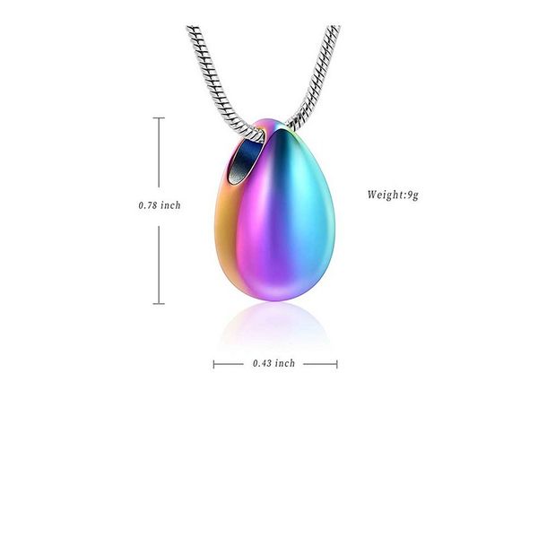 t0615 rainbow teardrop necklace for girl/ women stainless steel cremation jewelry locket keep loved ones ashes safe, Silver
t0615 rainbow teardrop necklace for girl/ women stainless steel cremation jewelry locket keep loved ones ashes safe, Silver