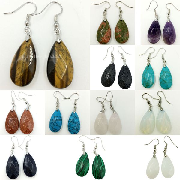 Tigers Eye Unakite Howlite Crystal Malachite Goldstone Opal Blue Sand Volcanic rocks Beads Dangle Earring Pair WFH437, Silver
Tigers Eye Unakite Howlite Crystal Malachite Goldstone Opal Blue Sand Volcanic rocks Beads Dangle Earring Pair WFH437, Silver
