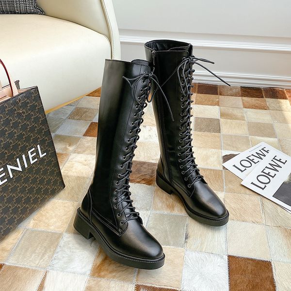 kw-6 boots women's 2020 new lace up boots over knee bandage knight small leather, Black
kw-6 boots women's 2020 new lace up boots over knee bandage knight small leather, Black