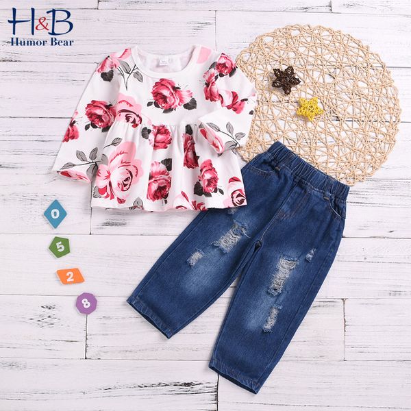 humor bear children's clothing suit spring & autumn kids flower long sleeves shirt +ripped jeans 2pcs baby girls clothing sets, White
humor bear children's clothing suit spring & autumn kids flower long sleeves shirt +ripped jeans 2pcs baby girls clothing sets, White