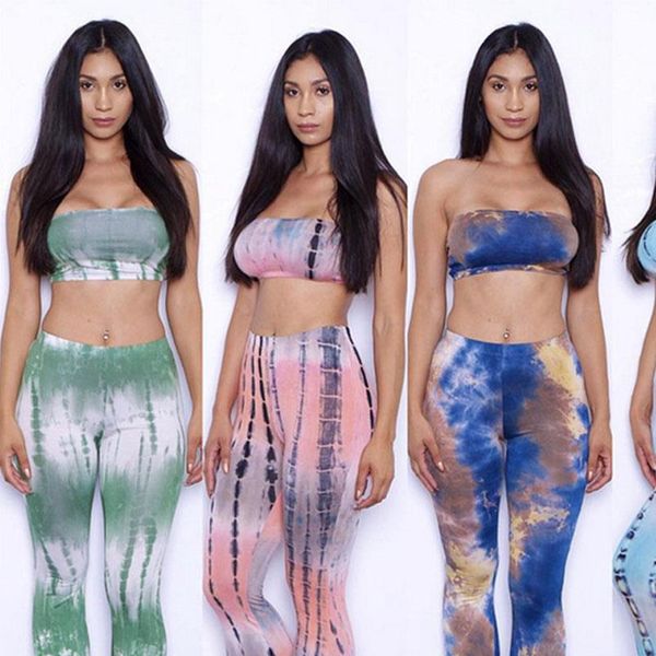 large size 2 piece set women tie dye flare pants set bandage strapless tube crop wide leg pants bell bottoms tracksuit, Gray 
large size 2 piece set women tie dye flare pants set bandage strapless tube crop wide leg pants bell bottoms tracksuit, Gray