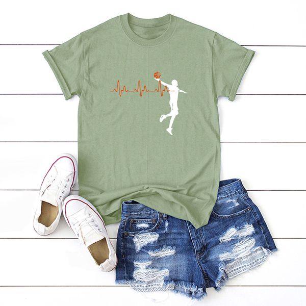 short sleeve women heart beat printing t-shirt ladies o-neck t shirt for females basketball lovely clothing, White
short sleeve women heart beat printing t-shirt ladies o-neck t shirt for females basketball lovely clothing, White