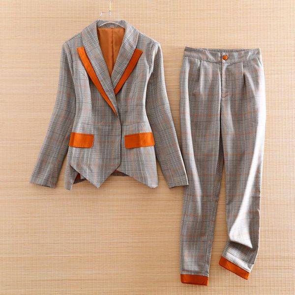 high-end autumn women 2 pieces set fashion slim patchwork suit +casual grid pants elegant lady suit female s-xl, White
high-end autumn women 2 pieces set fashion slim patchwork suit +casual grid pants elegant lady suit female s-xl, White