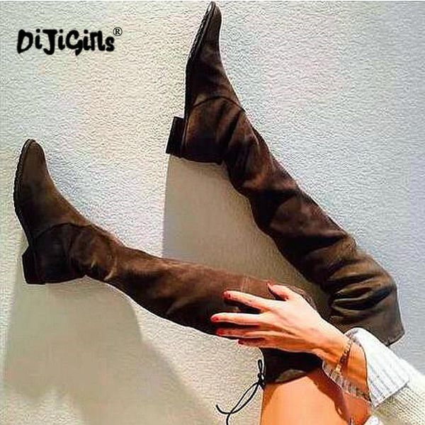 big size brand women stretch boots over knee boots flat lace up suede leather thigh high autumn winter shoes botas bootie, Black
big size brand women stretch boots over knee boots flat lace up suede leather thigh high autumn winter shoes botas bootie, Black
