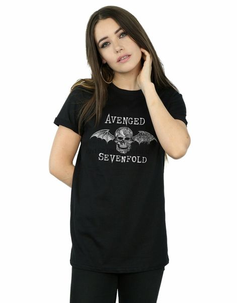 avenged sevenfold женщины cyborg deathbat boyfriend fit t-shirt (1
