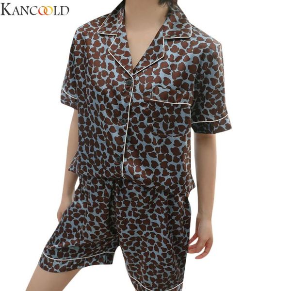 women's sleepwear kancoold printing summer short sleeve silk pajamas set two pieces women nightwear for sleeping, Black;red
women's sleepwear kancoold printing summer short sleeve silk pajamas set two pieces women nightwear for sleeping, Black;red