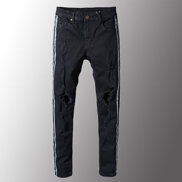 luxury men man slim fit stripe patchwork black stretch denim ripped jeans fashion plus size distressed skinny pants, Blue
luxury men man slim fit stripe patchwork black stretch denim ripped jeans fashion plus size distressed skinny pants, Blue