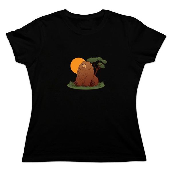 chubby grizzly bear women's novelty t-shirt fashion tee shirt