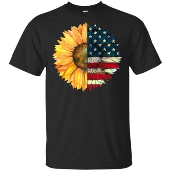 4th of july sunflower american flag men t-shirt s-6xl summer o neck tee shirt