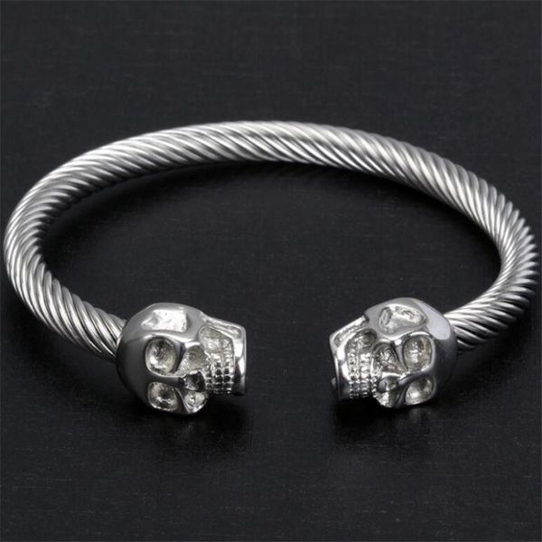 bangle gothic punk fashion double skull stainless steel men vintage skeleton open bracelets bangles pulseira masculina, Black
bangle gothic punk fashion double skull stainless steel men vintage skeleton open bracelets bangles pulseira masculina, Black